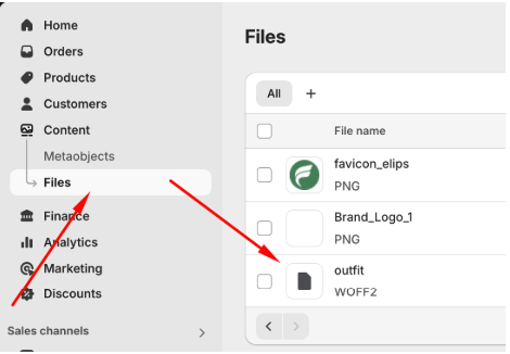 Shopify fonts upload